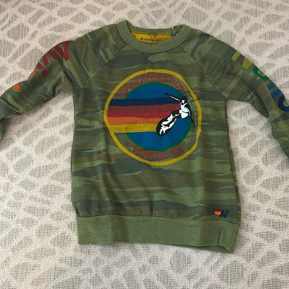 Kids camo aviator nation crewneck